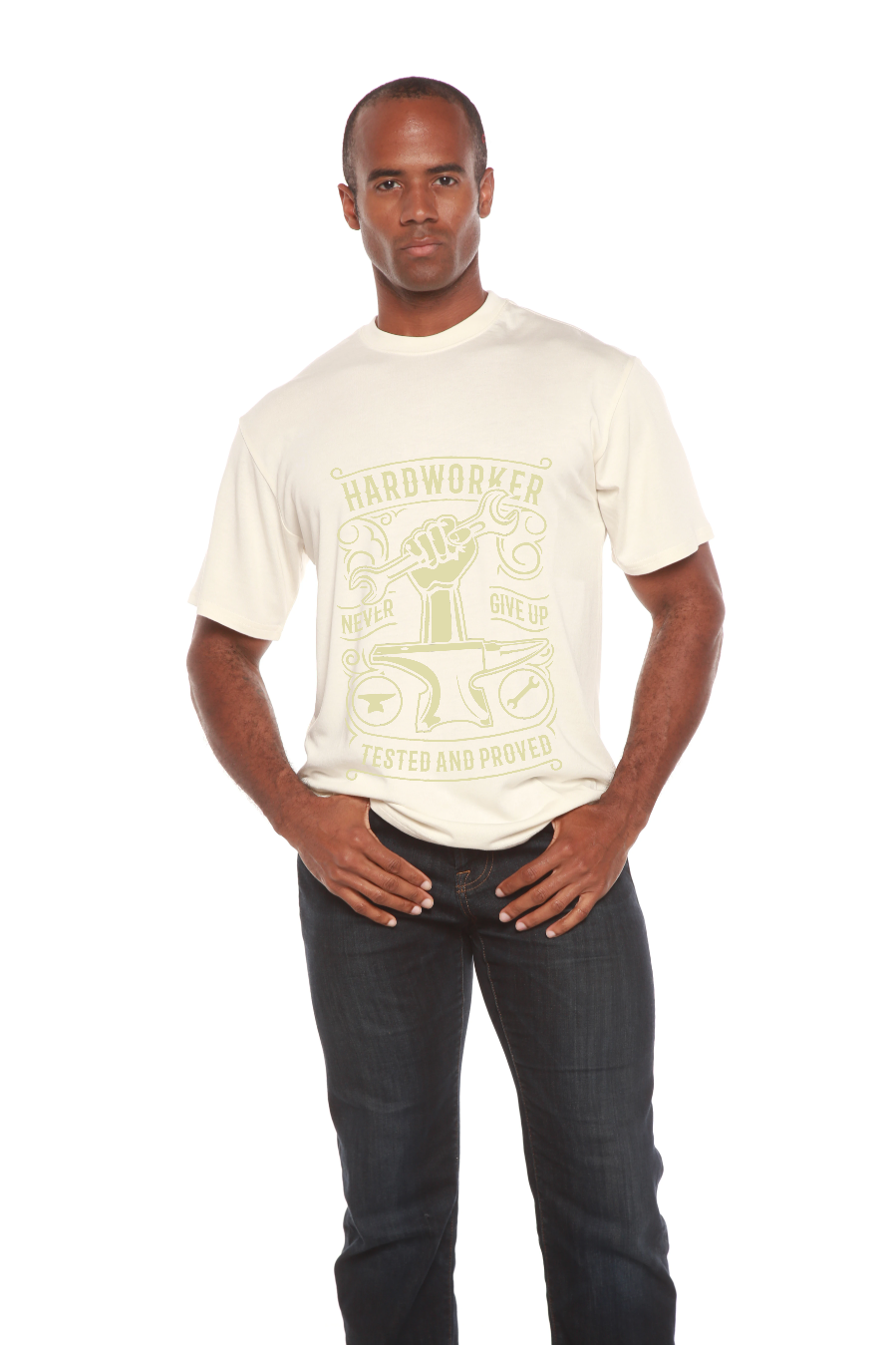 Hard Worker Men's Bamboo Viscose/Organic Cotton Short Sleeve T-Shirt - Spun Bamboo
