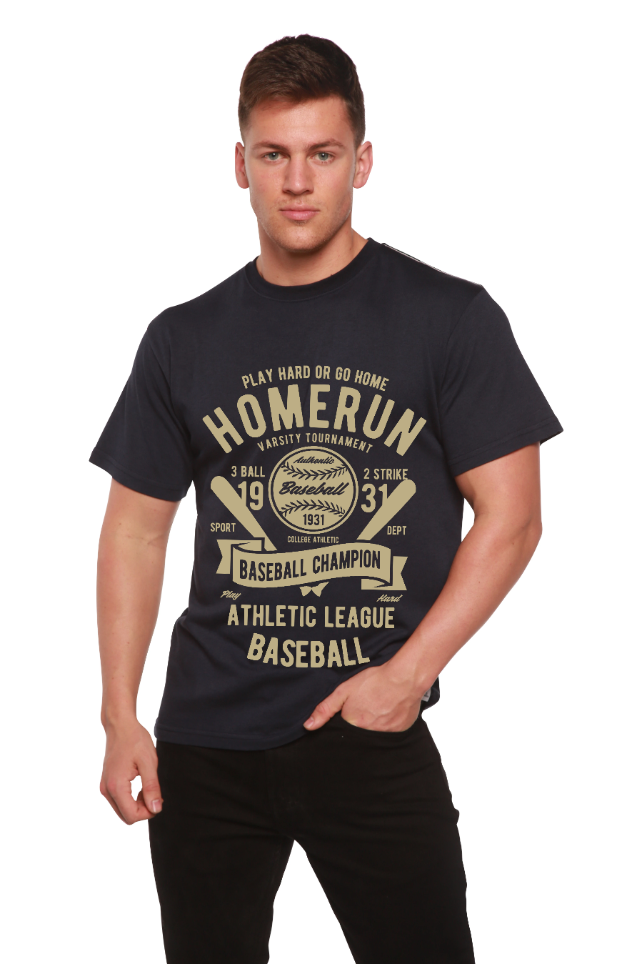 Homerun Baseball Men's Bamboo Viscose/Organic Cotton Short Sleeve T-Shirt - Spun Bamboo