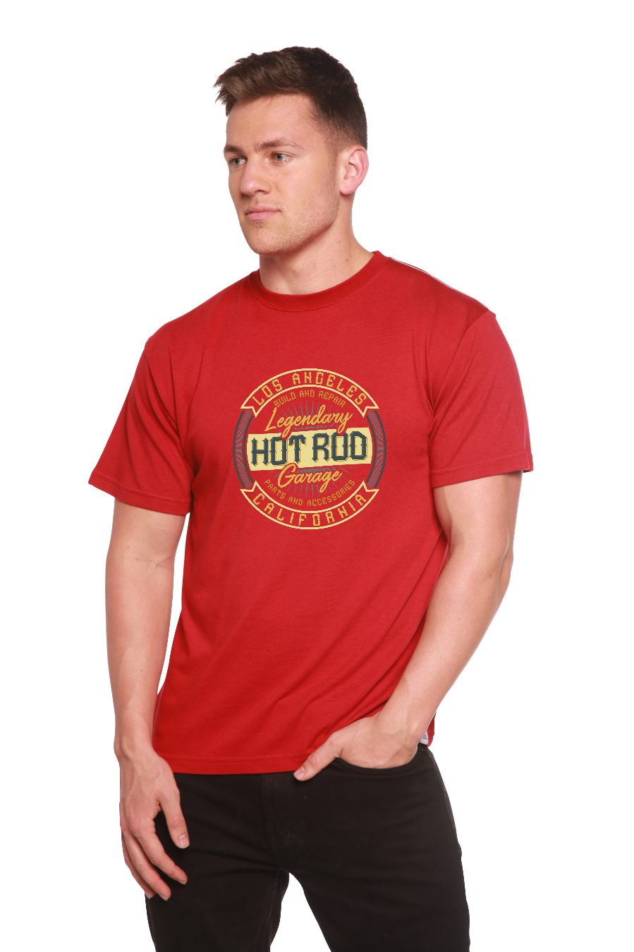 HOT ROO Men's Bamboo Viscose/Organic Cotton Short Sleeve T-Shirt - Spun Bamboo