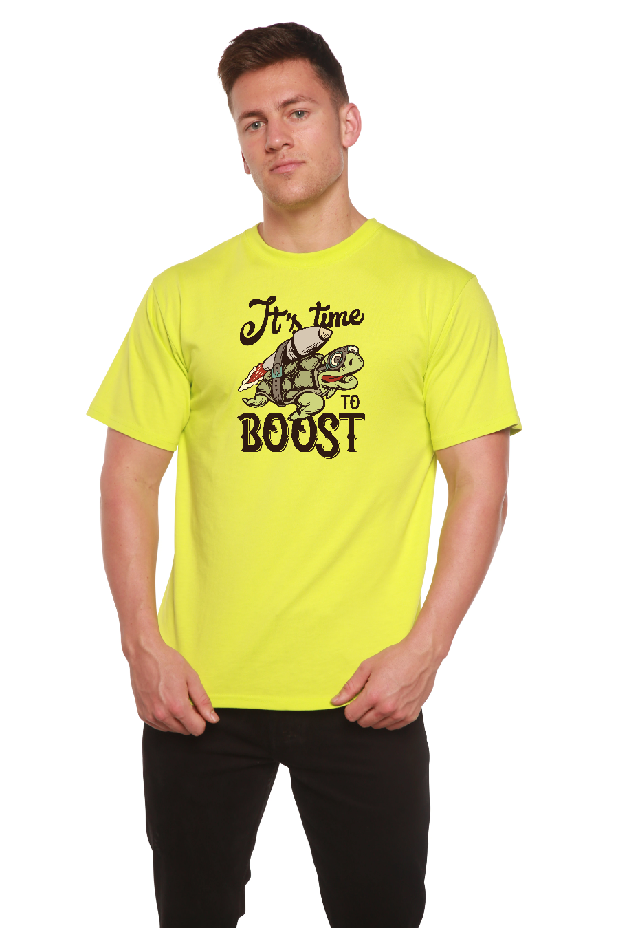 It`s time to BOOST Men's Bamboo Viscose/Organic Cotton Short Sleeve T-Shirt - Spun Bamboo