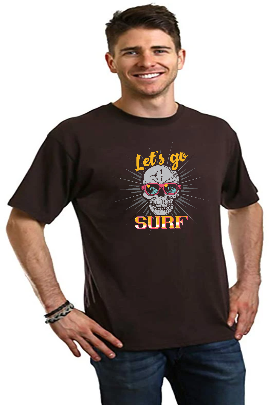 Let`s go SURF Men's Bamboo Viscose/Organic Cotton Short Sleeve T-Shirt - Spun Bamboo