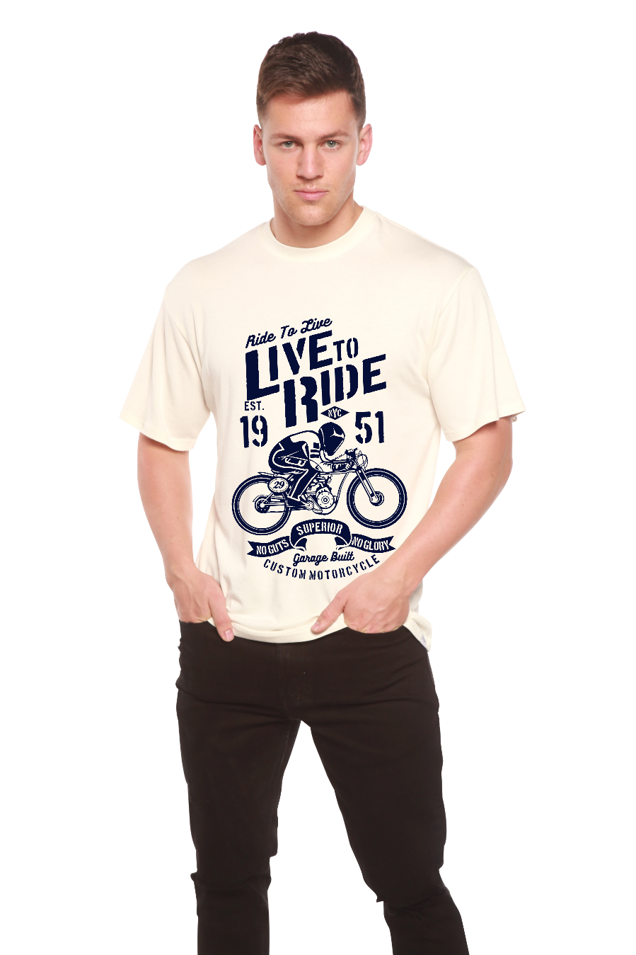 Live To Ride Men's Bamboo Viscose/Organic Cotton Short Sleeve T-Shirt - Spun Bamboo