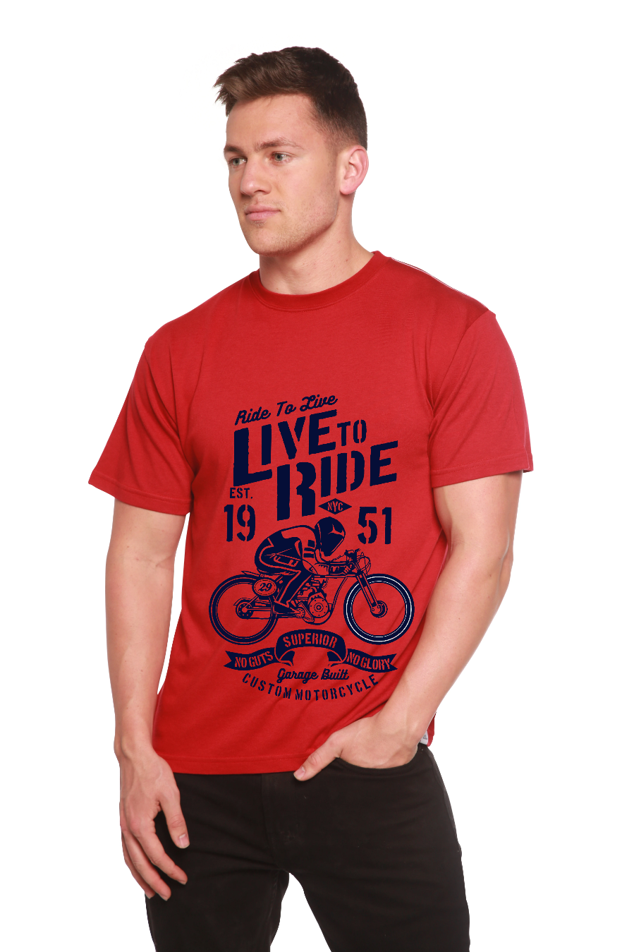 Live To Ride Men's Bamboo Viscose/Organic Cotton Short Sleeve T-Shirt - Spun Bamboo