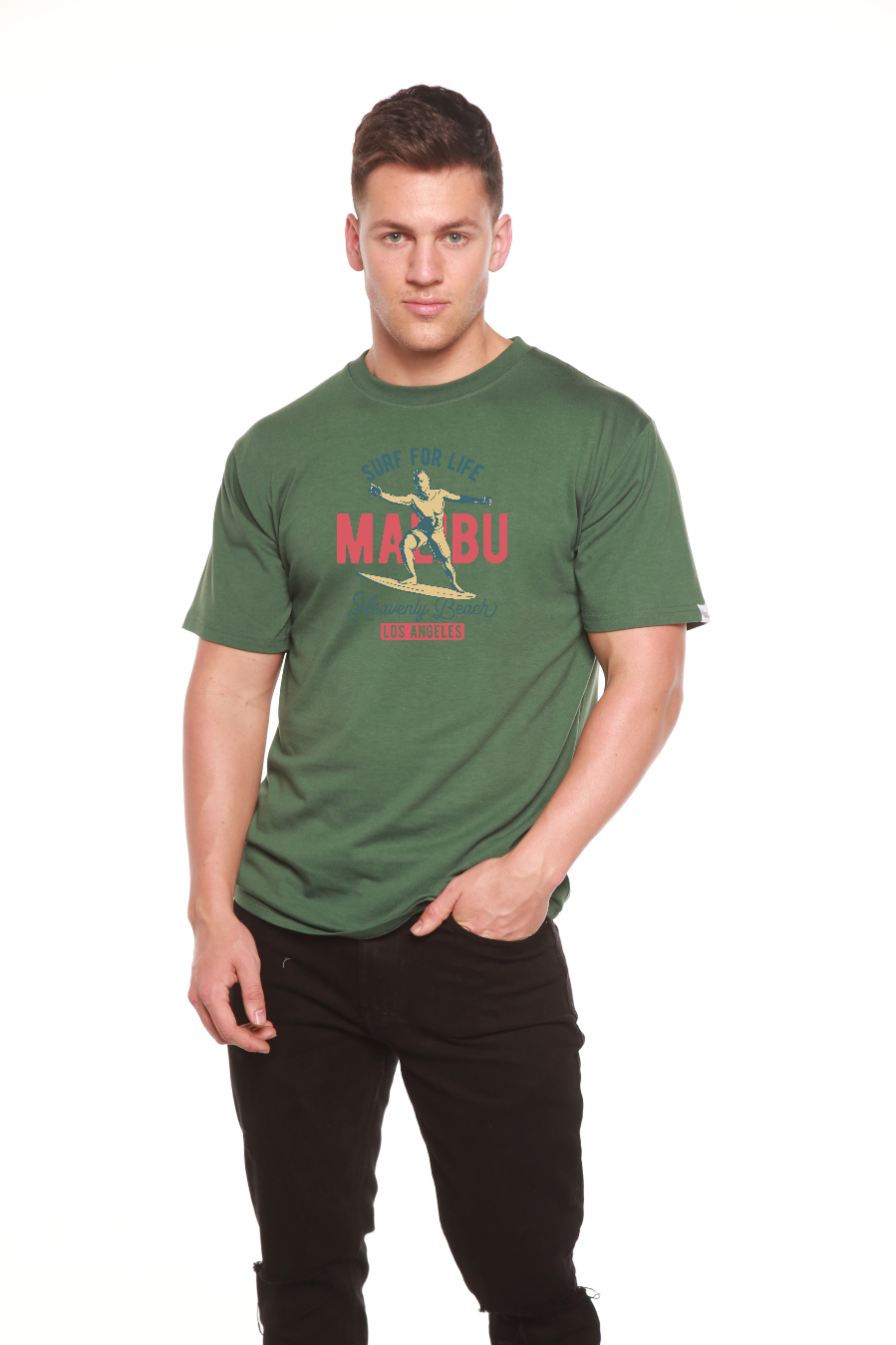 MALIBU Men's Bamboo Viscose/Organic Cotton Short Sleeve T-Shirt - Spun Bamboo