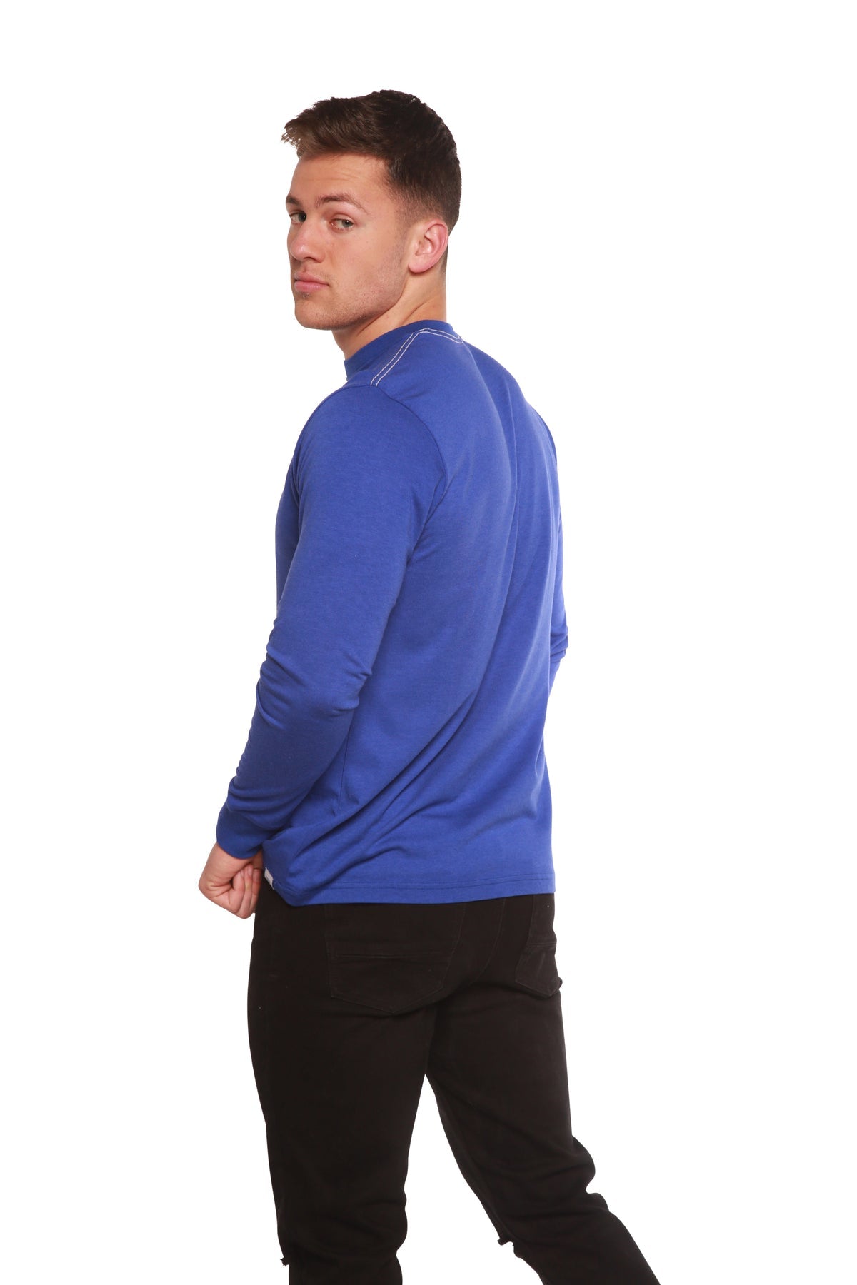 Clearance Men's Bamboo Viscose Long Sleeve Contrast Stitch T-Shirt