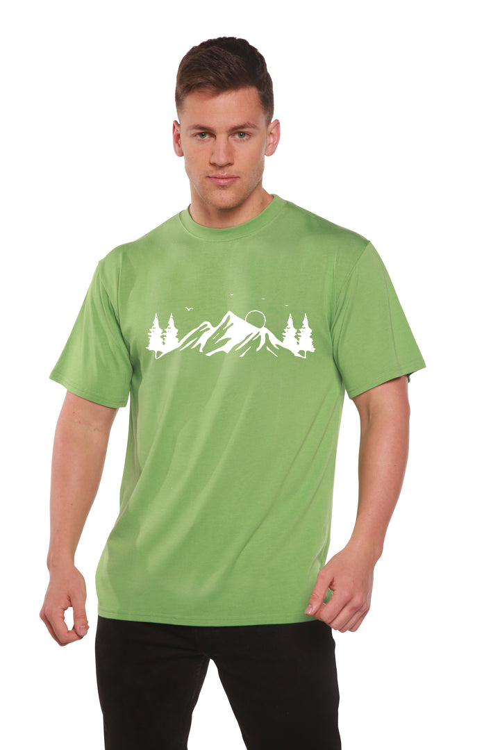 Men's Bamboo Viscose/Organic Cotton Short Sleeve T-Shirt with Print Mauna Kea - Spun Bamboo