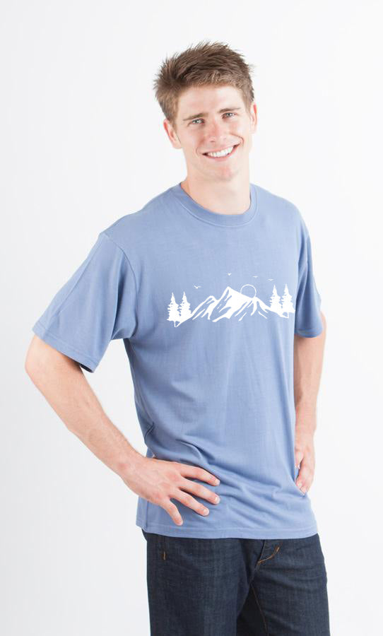 Men's Bamboo Viscose/Organic Cotton Short Sleeve T-Shirt with Print Mauna Kea - Spun Bamboo