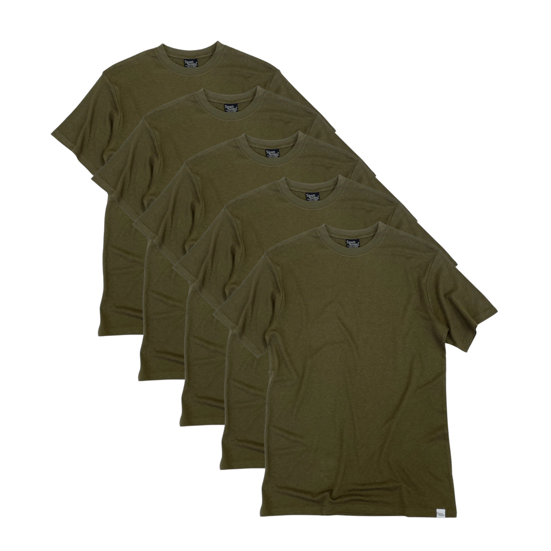 mens bamboo t-shirt in military olive 5-pack
