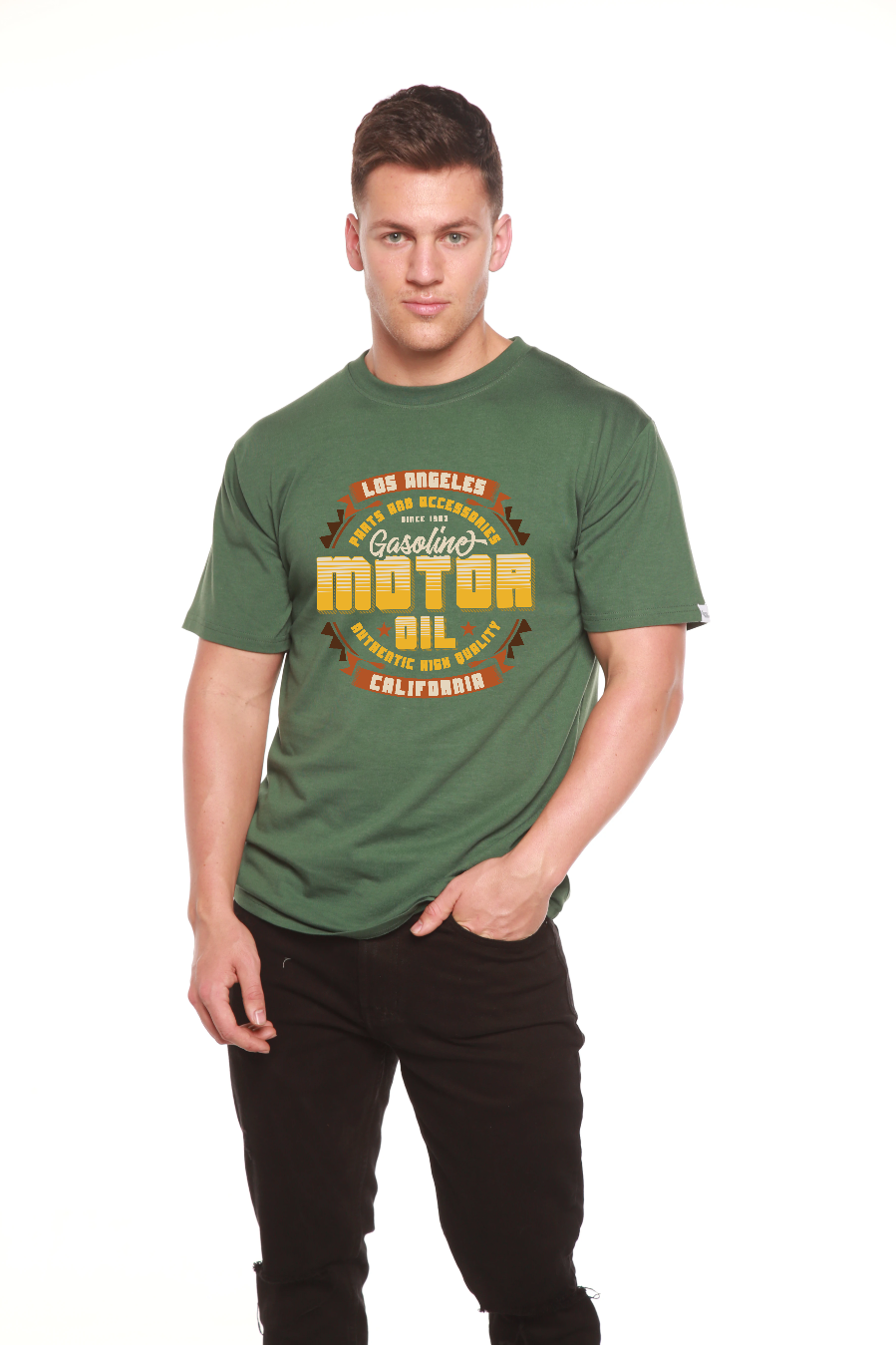 Motor oil Men's Bamboo Viscose/Organic Cotton Short Sleeve T-Shirt - Spun Bamboo