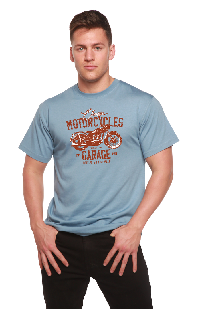 Motorcycles Garage Men's Bamboo Viscose/Organic Cotton Short Sleeve T-Shirt - Spun Bamboo