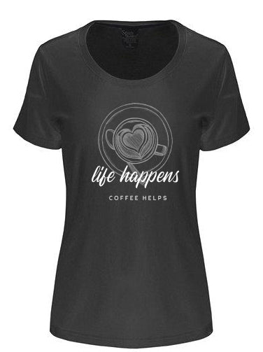 Life Happens Printed Women's Bamboo/Cotton Short Sleeve Scoop Neck T-Shirt - Spun Bamboo