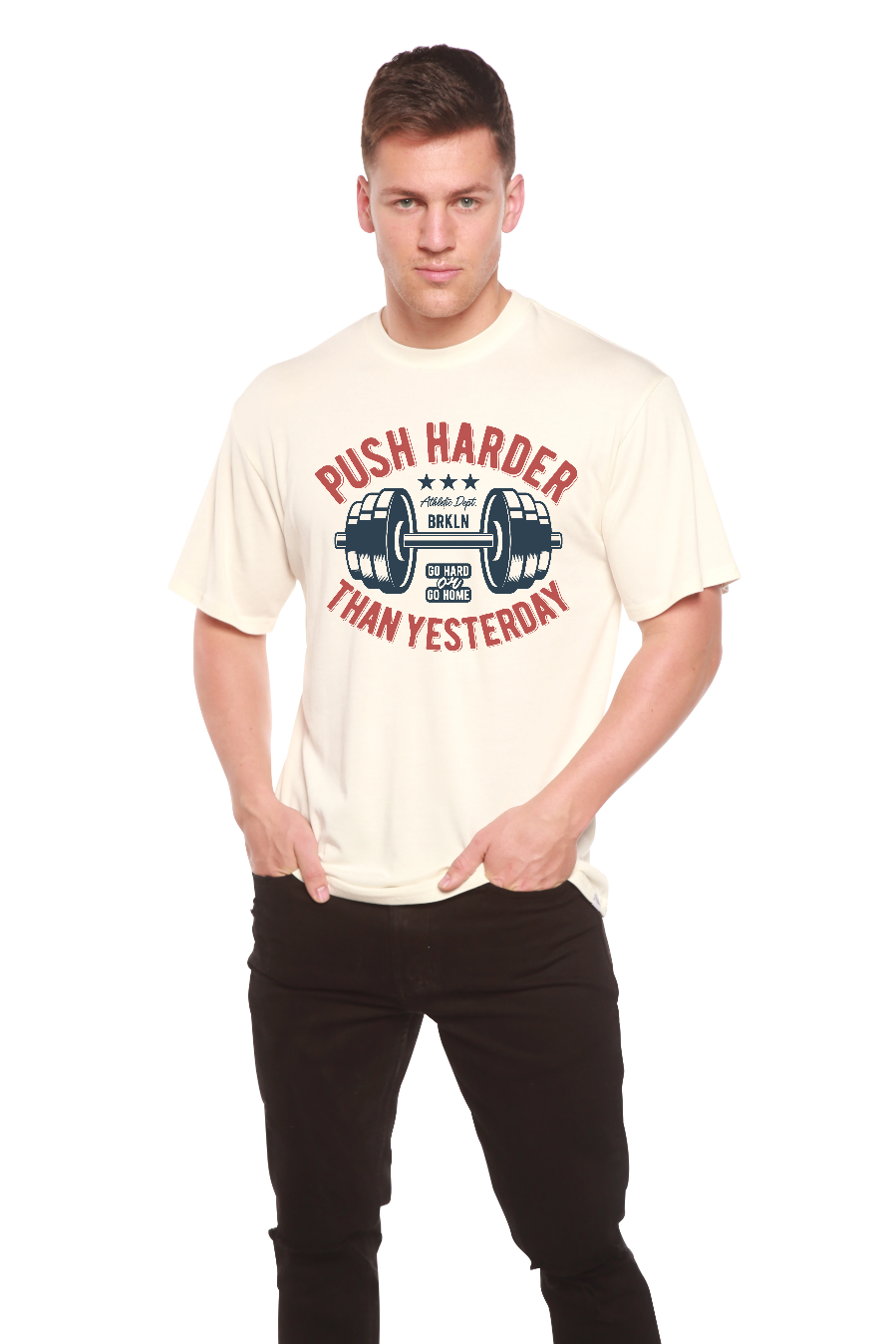Push Harder Men's Bamboo Viscose/Organic Cotton Short Sleeve T-Shirt - Spun Bamboo
