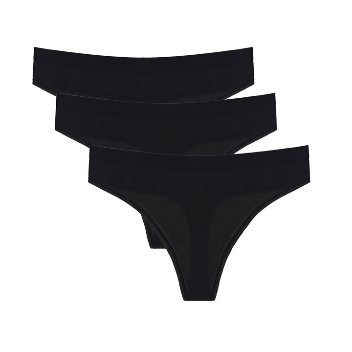women's bamboo thongs in black color 3-pack