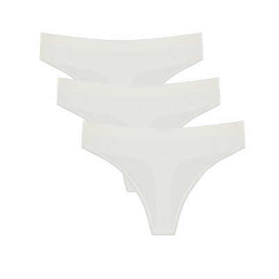 women's bamboo thongs in cream color 3-pack