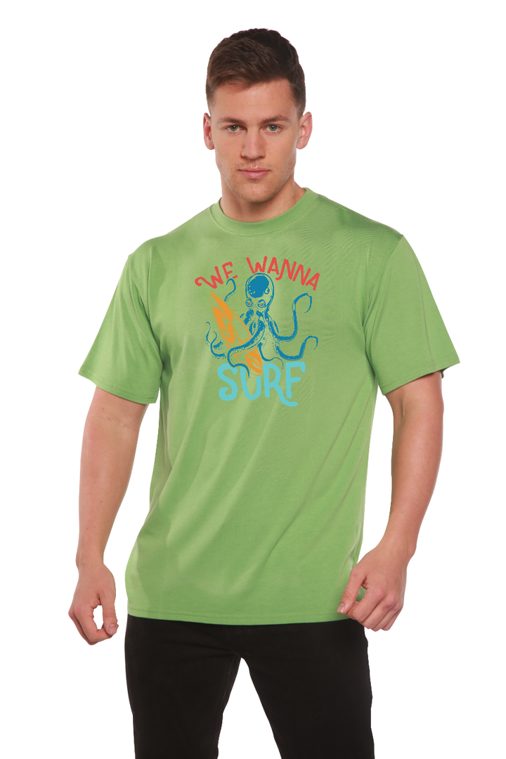 We Wanna Surf Men's Bamboo Viscose/Organic Cotton Short Sleeve T-Shirt - Spun Bamboo