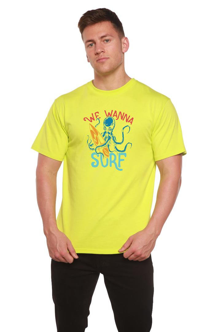 We Wanna Surf Men's Bamboo Viscose/Organic Cotton Short Sleeve T-Shirt - Spun Bamboo