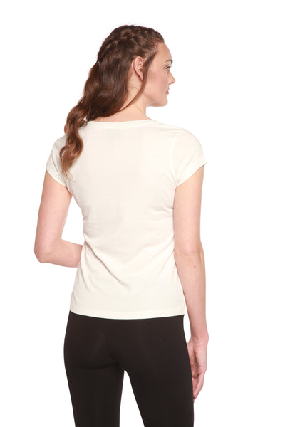 Women's Bamboo Viscose/Cotton V-Neck Cap Sleeve T-Shirt - Spun Bamboo