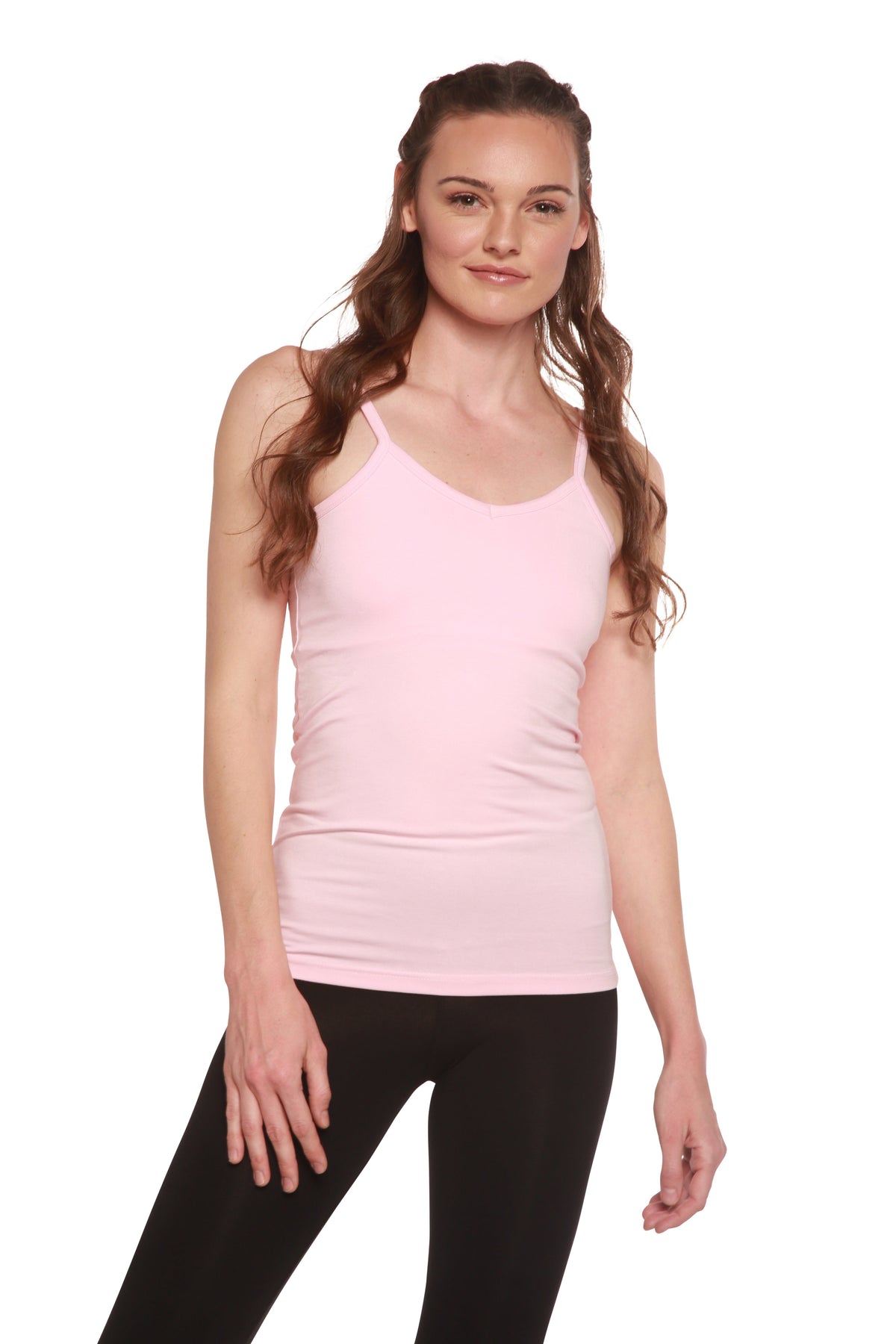 Buy V FOR CITY Cotton Shelf Bra Camisoles Adjustable Spaghetti Strap Tank  Tops Scoop Neck Layer Cami S-5X, White/Pink, Large at