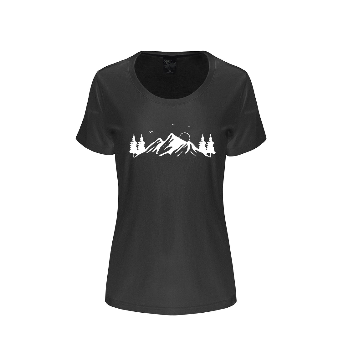 Women's Bamboo/Cotton Short Sleeve Scoop Neck T-Shirt with Print Mauna Kea - Spun Bamboo